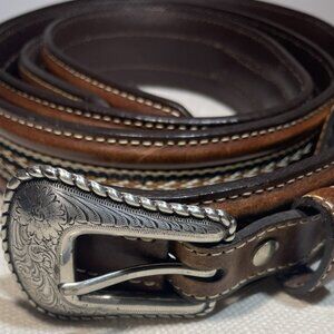Noona Brown Leather Belt – Size 46 – Black Buckle – Western Vintage Style